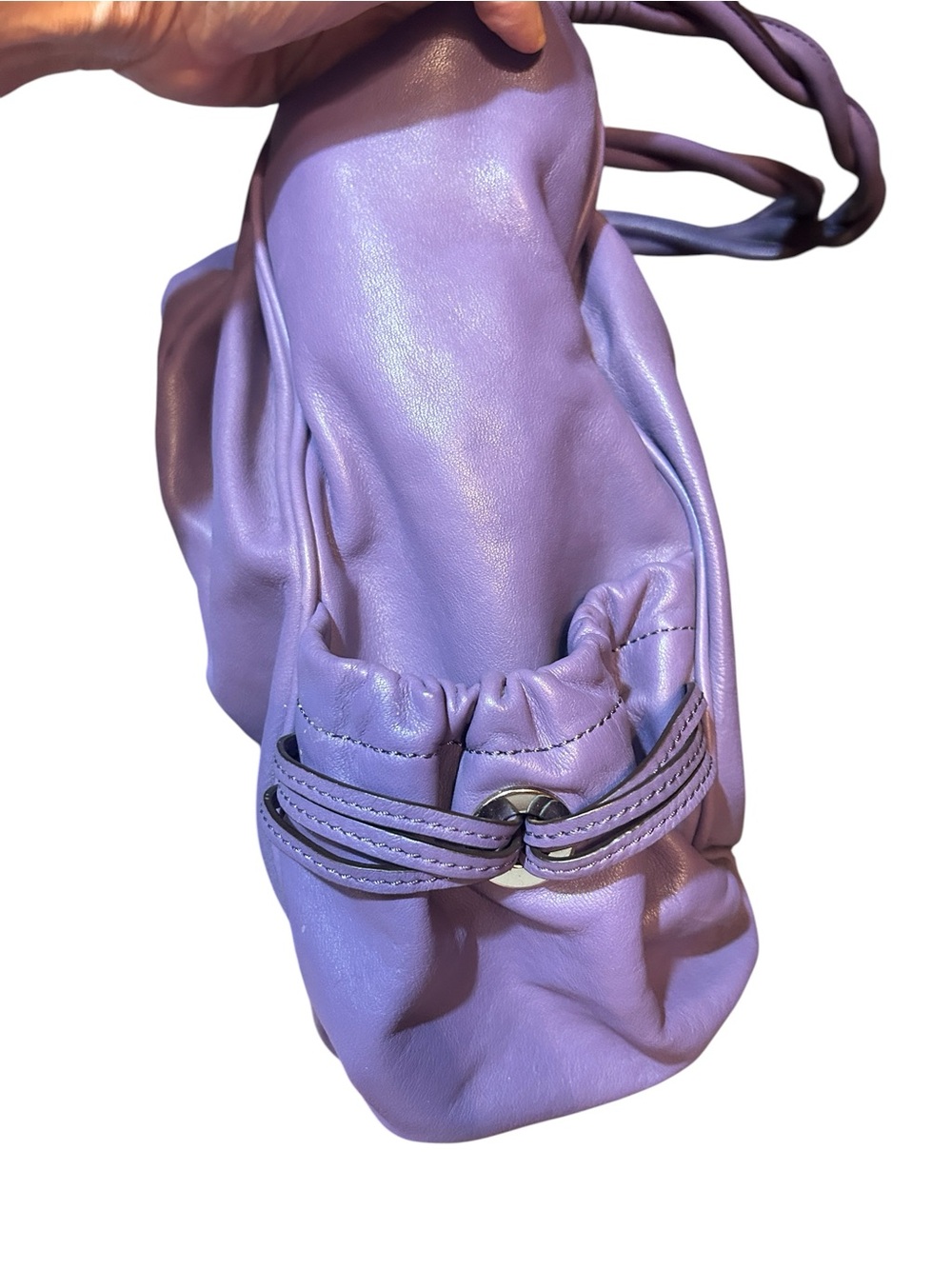B. Makowsky Purple Genuine Leather Satchel Shoulder Bag Large Hobo Purse - Picture 4 of 7